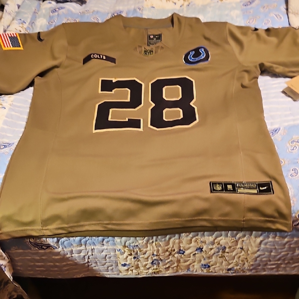 Nike Olive Green Colts Jersey with Number 28